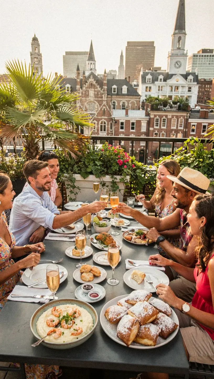 Детали колониальной архитектуры, включая резные балконы и старинные окна.