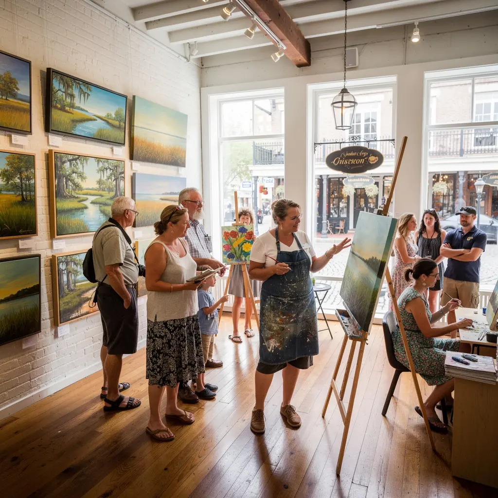 Призрачная прогулка по ночной Саванне с таинственными тенями и атмосферными огнями.